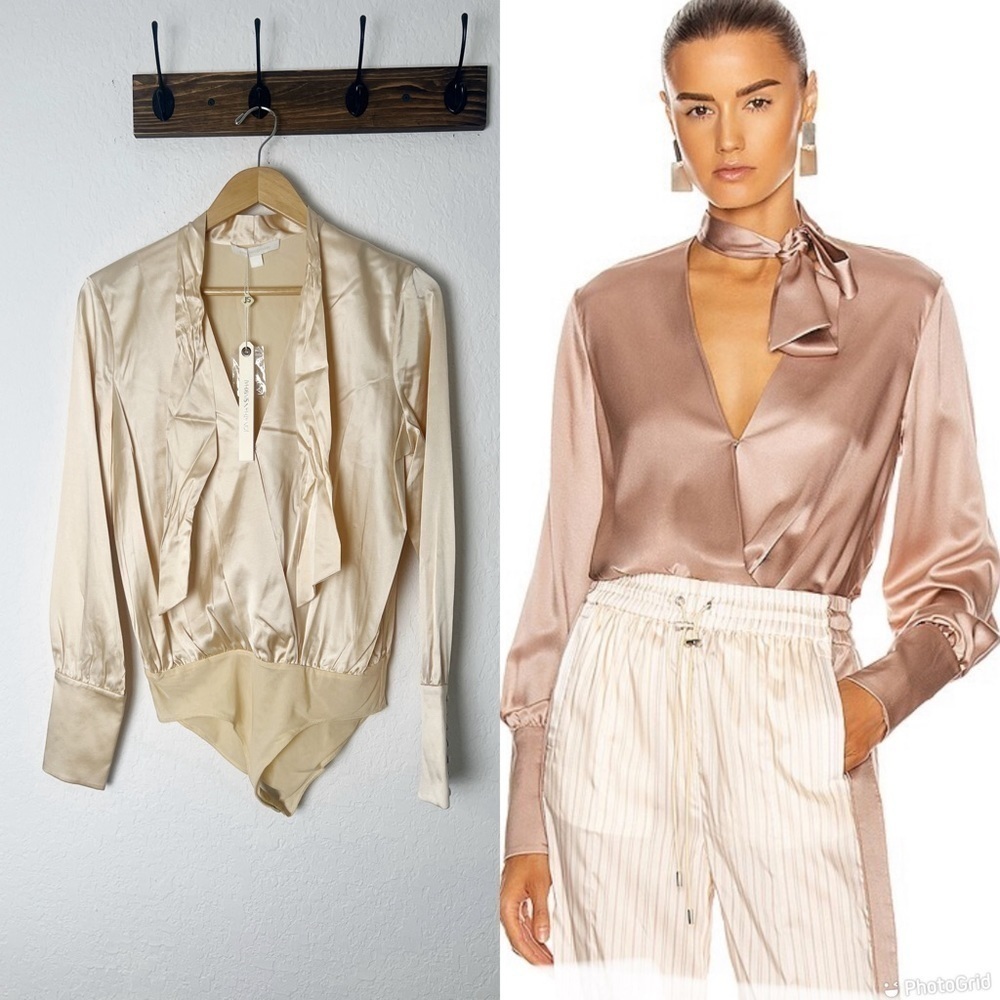 Jonathan Simkhai Tess Wrap Front Bodysuit Blouse